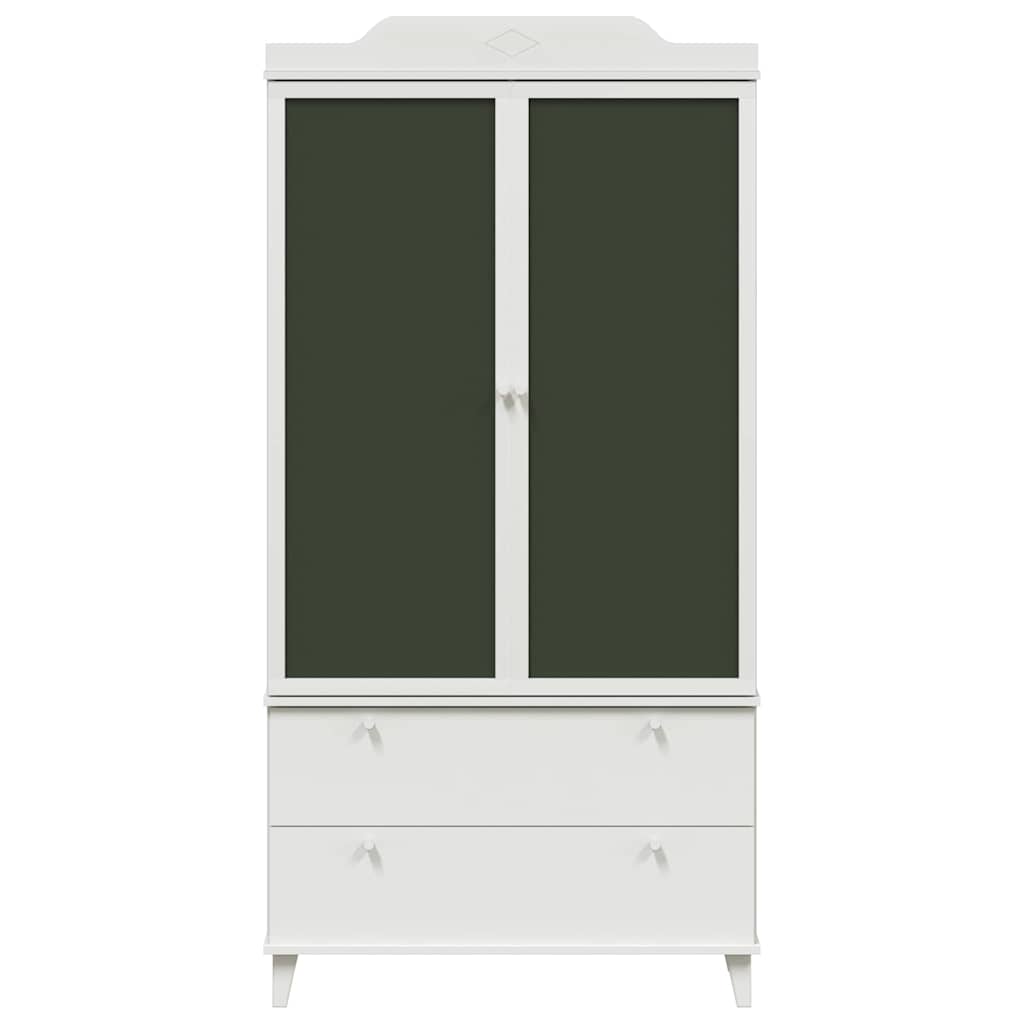 Chalkboard Wardrobe with Drawer with Door White Engineered wood